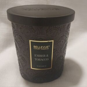 Bellevue Luxury Candles Ember & Tobacco Scented Candle in  Embossed Glass Jar